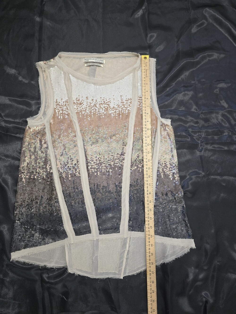 AllSaints White and Beige Hand-Embellished Sequin Top - Picture 9 of 10